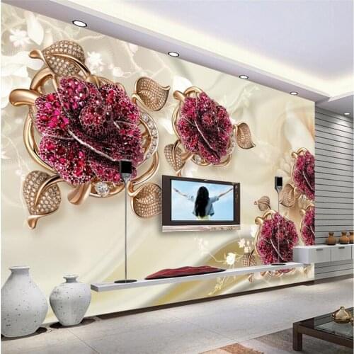 Beibehang Custom Wallpaper Mural Any size 3D European noble jewelry flower living room TV background papel de parede