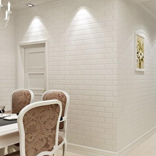 White Modern 3 D Brick Wallpapers Waterproof Vinyl Pvc Wallpaper Roll For Walls Shop Kitchen Wall Decoration Papel De Parede