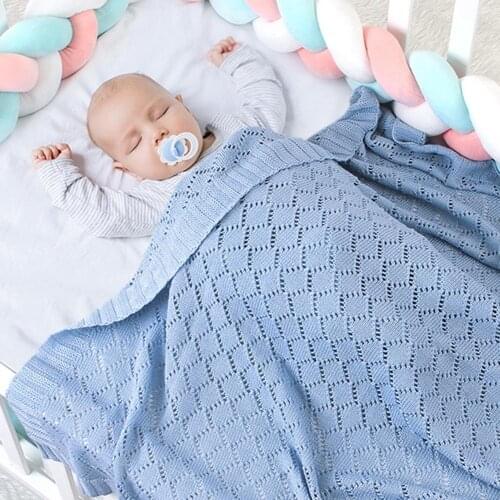 Multi-Function Baby Blankets Knitted Cotton Solid Color Newborn Bebes Sleeping Bed Stroller Blanket Covers Infantil Swaddle Wrap
