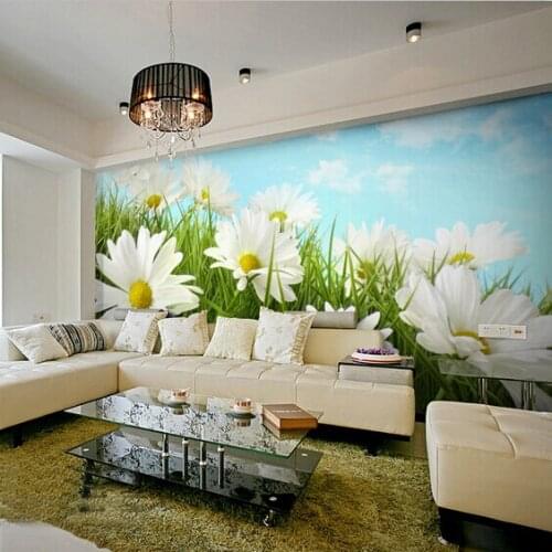 Wholesale chrysanthemum flower 3d wall murals for living room background vinyl pvc waterproof 3d photo murals fresco home decor