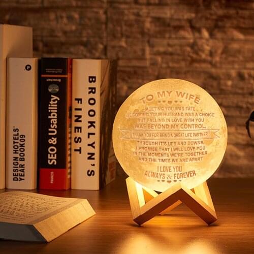 Custom 3D Print 15cm Moon Lamp Colorful Change Touch Usb Led Night Light Home Decor Creative Gift For Daughter Drop Shipping