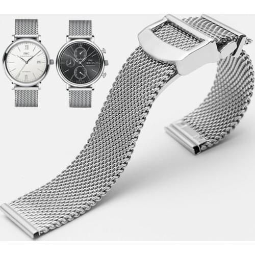 Watch Bracelet For IWC PORTOFINO PORTUGIESER Metal Strap Watch Accessories 20 22mm Milanese Stainless Steel Watch Band Chain