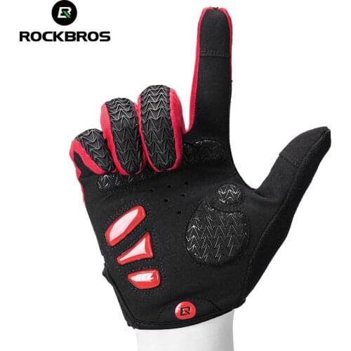 ROCKBROS MTB Bike Bicycle Gloves GEL Pad Shockproof Touch Screen Men Cycling Gloves Autumn Winter Windproof Full Finger Mittens