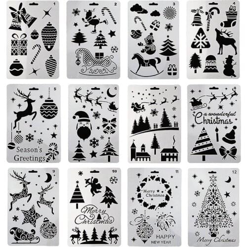 Painting Template Christmas Series Hollow DIY Hand Tools Photo Album Lace Ruler Manual Drawing Spray Carving Template
