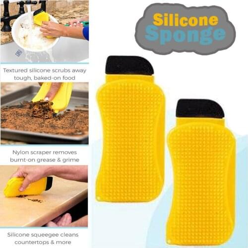 3in1 Cleaning Brush Multi-function Silicone Kitchen Sponge Hero New Clean Eco-friendly Brush Hero Dish Washing Kitchen Scrubber