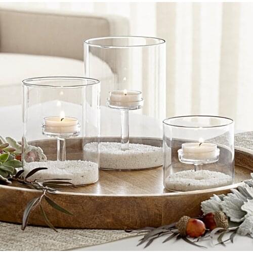Glass Church Candlesticks Decoration Crystal Candle Container Crystal Wedding Centerpiece Castical Glass Decoration For Home 255