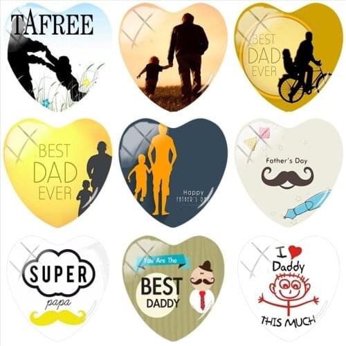 TAFREE 25mm DIY Heart Shape Glass Cabohcon You are the best Daddy I love best Dad Ever Charms Cameo Settings Fathers Gift