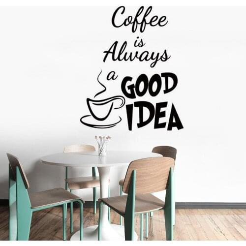 Cafe Shop Decor Coffee Cup Wall Sticker Kitchen Cafe Wall Decor Coffee Quote Removable Wall Mural Creative Decoration AY1420