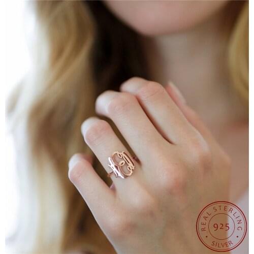 VishowCo Custom Name Ring Personalized 925 Silver Custom Monogram Your Initials Nameplate For Women Jewelry Gift