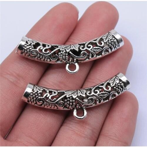 WYSIWYG 5pcs 47x22mm Antique Silver Color Hollow Hair Braid Dreadlock For Jewelry Making DIY Jewelry Findings