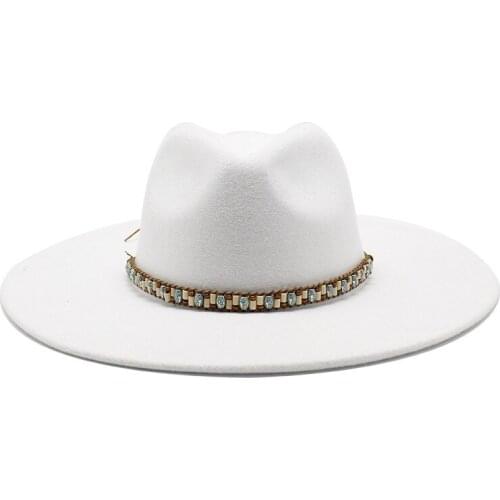 Womens winter Wool Fedoras Felt Outback Hat Casual Hat Wide Brim With Belt Hats Sombrero Mujer Fedora Women Hat Chapeu