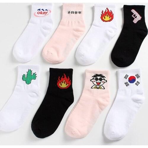 Hip Hop Flame Socks Cotton Street Fashion Harajuku Hip Hop Sports Short Socks Men Basketball Running Funny Women Socks