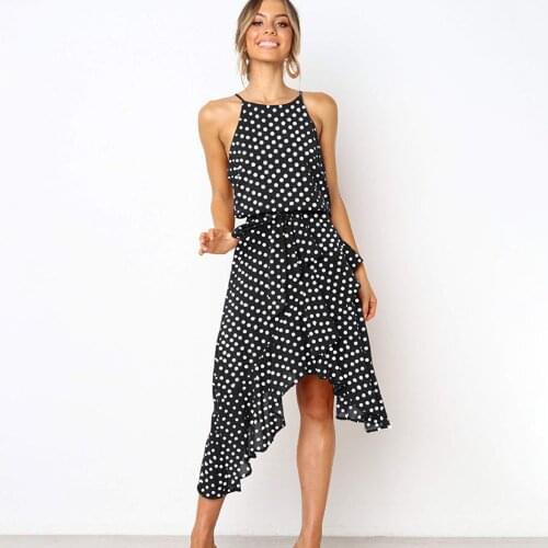 Summer Fashion Sexy Spaghetti Strap Dress 2021 Women Casual Polka Dot Belt Sleeveless Beach Dresses Plus Size 3xl Femme