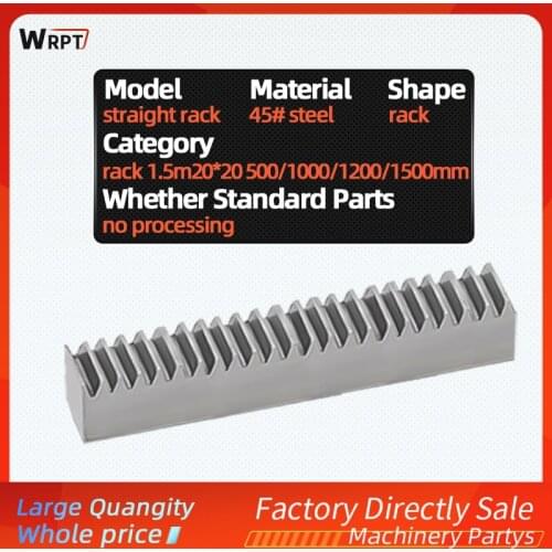 1pc 1.5Mod 1.5Modulus High Precision spur Gear Rack 45#steelwidth 20mm height 20mm 20*20 length 500/1000/1200/1500/2000mm