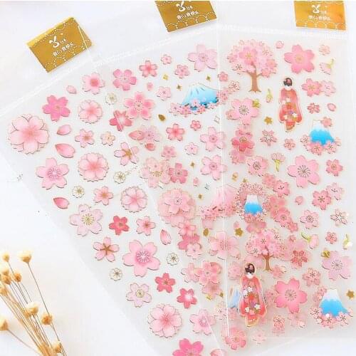 1000pcs Sakura Flowers Gilding Decorative Stickers Adhesive Stickers DIY Decoration Diary Stationery Stickers Children Gift