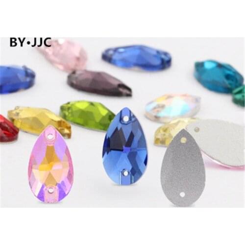 11*18mm high quality crystal glass flat drill Water drop hand-stitched mocha color DIY clothing dress accessories