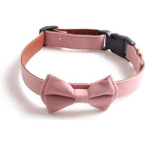 18PCS / LOT Pet Collar Dog Collar Solid Color Medium Large Dog Bow Collar Dog Accessories Adjustable Neck Strap