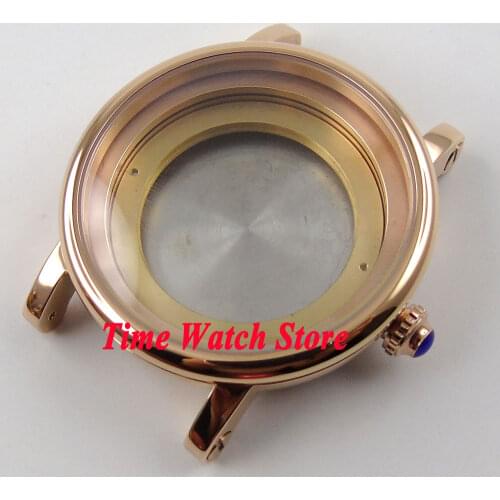 43mm Debert fit ETA 2836 movement Rose gold plated stainless steel watch case C78