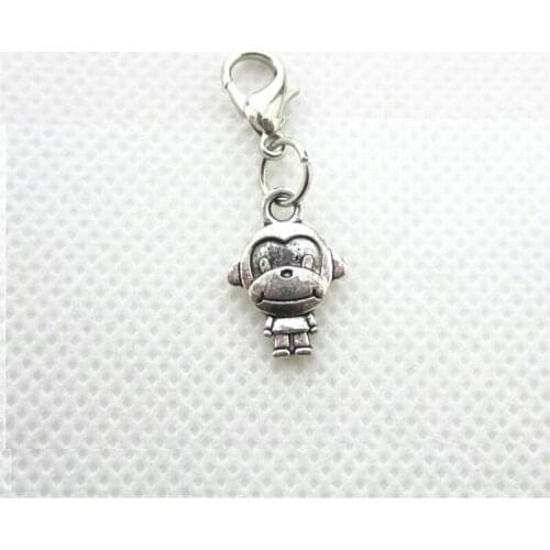 50pcs Silver Monkey Lobster Clasp Charms Dangle Charms DIY Jewelry Bracelets Necklace Pendants Hanging Floating Charms