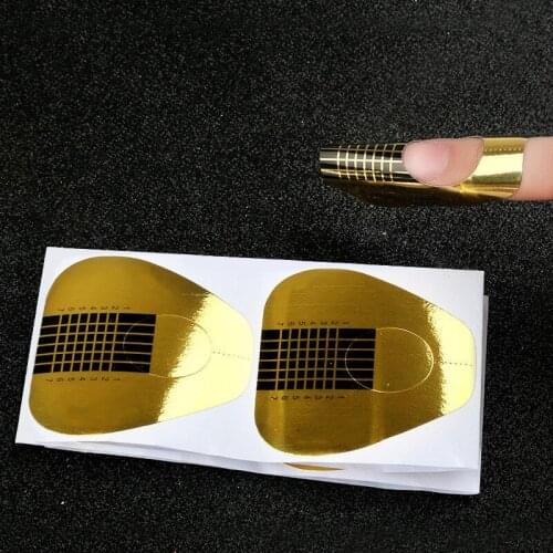 50pcs Golden Nail Art Tips Extension Forms Guide U Horseshoe Shaped Acrylic UV Gel DIY Nail Tool For Manicure