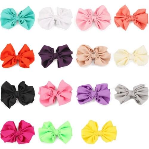 30pcs/lot 15colors 11cm Newborn High Elastic Knit Flower Bows Handmade Solid Flower Bow for Kids Girls Hair Accessories