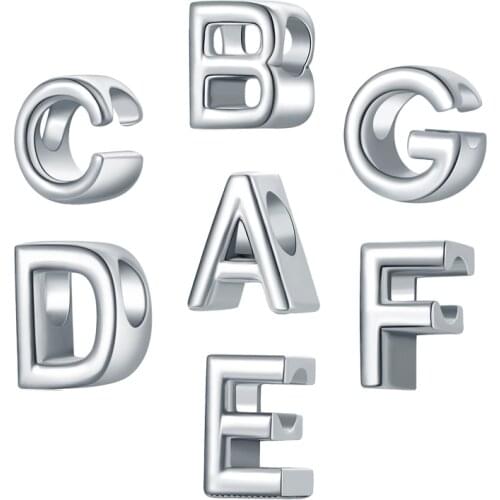 New Simple Style Alloy 26 Letter Fit Original Charm Pandora Bracelet Bead Jewelry Making for Women Men