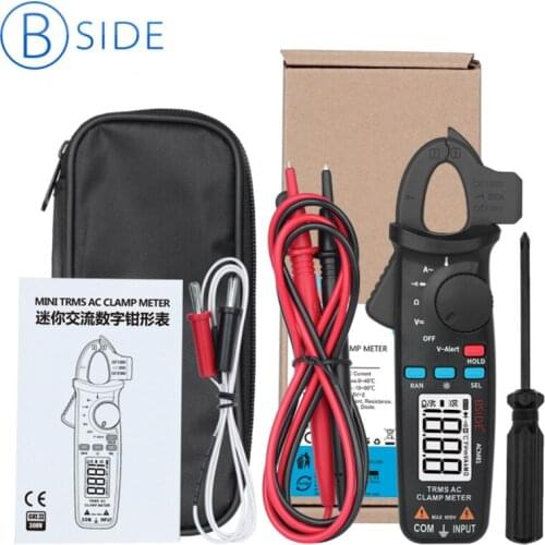 BSIDE ACM81 TRMS AC Clamp Meter 1mA Auto Range Digital Multimeter 2000 Counts Voltage Current Diode Temperature Tester Back Clip