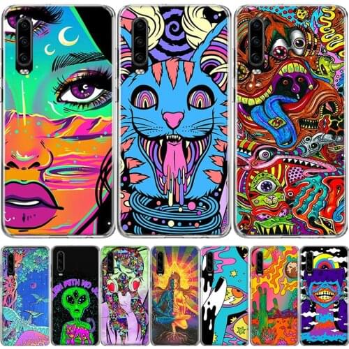 Colourful Psychedelic Trippy Art Phone Case For Huawei Mate 30 20 10 P40 P30 P20 P10 Pro Lite P Smart Z Plus 2019 2018 Cover Coq