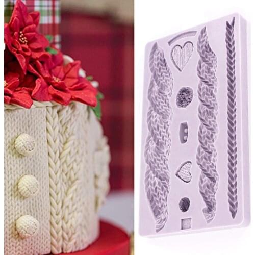 Rustic Cable Knit Mould Silicone Mold Fondant Cake Decorating Tool Gumpaste Sugarcraft Chocolate Forms Bakeware
