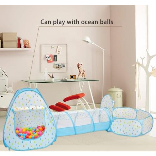 Raindrop 3-piece Children Play Tent For Kids 3 In 1 Childrens Tent Play House Tunnel Ball Pool For Boy Girl