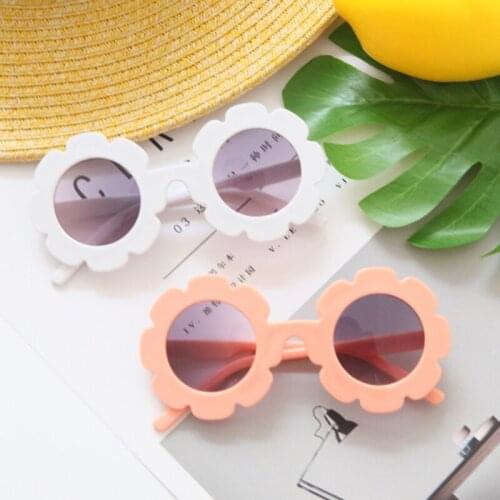 Kids Sunglasses Cute Round Sunglasses Flower Shaped Sunglasses for Boys Girls Party Outdoor Travel -OPK