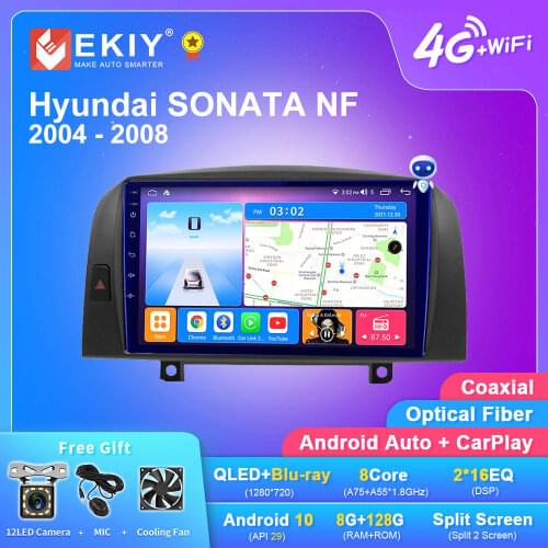 EKIY Blue-ray Android 10 Car Multimedia For Hyundai SONATA NF 2004-2008 Navigation GPS Radio 4G WIFI Video Player FM BT DVD HU