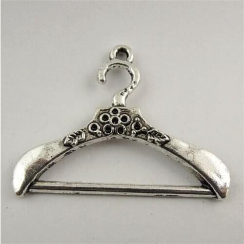 GraceAngie 25pcs Wholesale Antiqued Style Silver Color Alloy Coat Hanger Pendants Charms Housewife Household Craft DIY Accessory