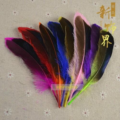 Arts DIY Apparel Sewing Feather Long 10-15CM Natural Green Duck Blue Small Feathers Handmade Accessories 50pc/lot