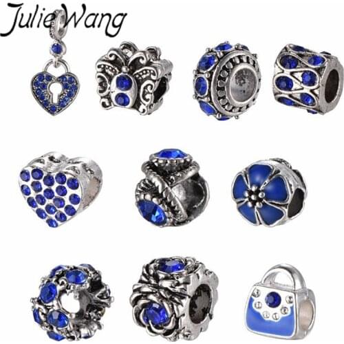 JulieWang 10pcs/set Drop Oil Simulation Pearl Drilling Alloy Beads Jewelry Accessories Girl Heart Cute Romantic Style Lady