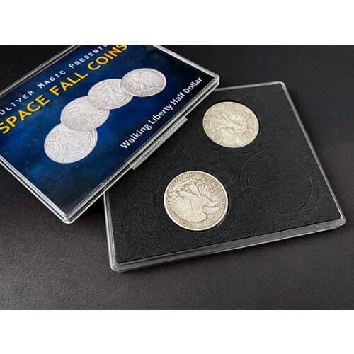 Space Fall Coins (Walking Liberty Half Dollar) Magic Tricks Coin Magia Magician Close Up Street Illusion Gimmick Mentalism Props