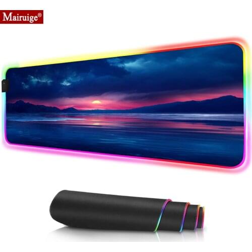 Sunrise Sea Sky Gmaing LED Mousepad RGB Glow Colorful Large Mouse Pad XXL Computer PC Gamer Desk Mat for Laptop Table Pads