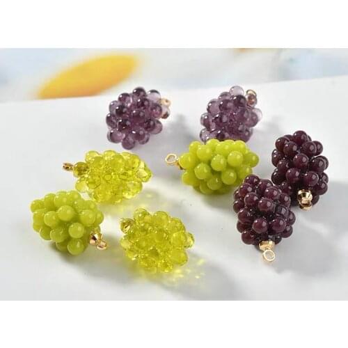 Summer style 20pcs/lot 16*26mm big size cartoon Simulation resin grape shape bead with cap diy jewelry earring/garment accessory