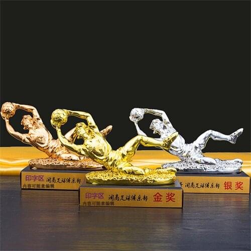 World cup European Cup best Goalkeeper Trophy gold plated football soccer award Resin golden color model gift goal keeper
