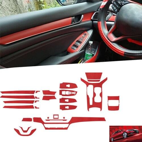 Red Carbon Fiber Interior Panel Sticker for Honda Accord 2018 19 20 Car Accessories Cover Trim Sticker Decoration Accessorie Sti