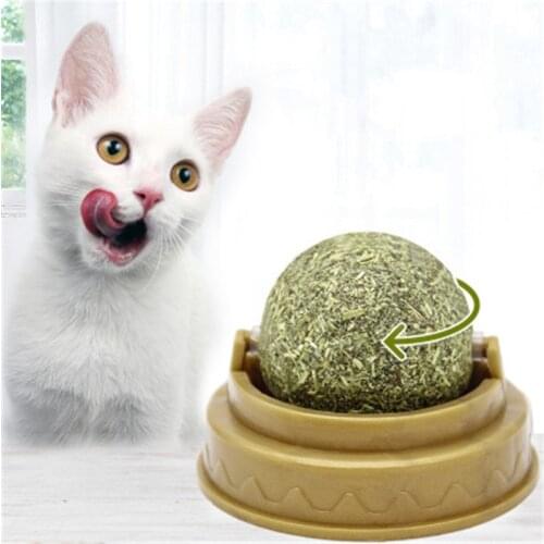 Natural Catnip Pet Toys for Cats Mint Leaf Cat Catnip Treat Balls Edible Treating Cleaning Teeth Rotating Puzzle Pet Cats Ball