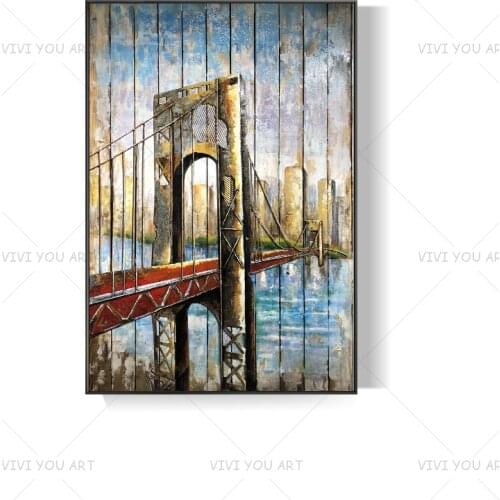 New Top Artist 100% Handmade High Quality A part of Bridge Oil Painting Handmade Canvas Oil Painting Wall Artwork Decoration