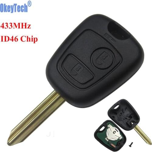 OkeyTech Car Remote Key Fob 2 Buttons 433 Mhz ID46 Chip For Citroen Saxo Picasso Xsara Berlingo SX9 Uncut Blade Replacement Key
