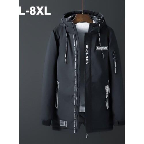 New Mens Thick Winter Coat Cotton Coat 140 Kg Cotton Clothing Plus Fertilizer XL Warm Winter Hooded Cotton Jacket 8x Tide Fat