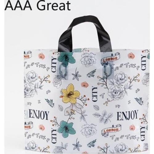 50Pcs/Lot Plastic Shopping Bag With Handle Plastic Jewelry Pouches Packing Gifts Carrier Bags Clothing Bags Christmas Chocolate