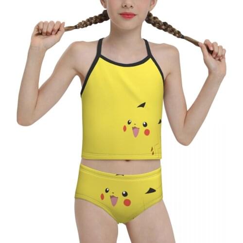 Anime Beach Wear for Children young Girls Print Lovely Yellowe Bikini 2021 Wholesale Brand Girl Swimming Suit