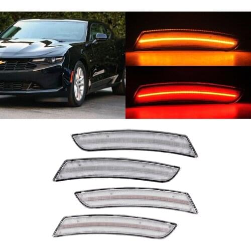 Fits For Chevrolet Chevy Camaro 2016-2019 F&R Amber Red Fender Led Side Marker Lights Auto Turn Signal Indicator