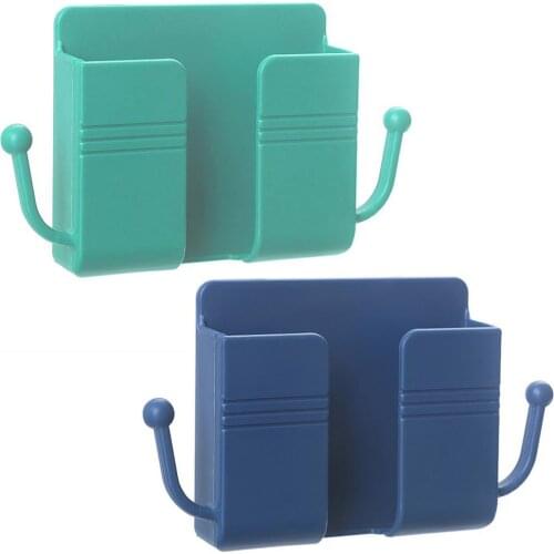 Mobile Phone Plug Charging Holder Rack Wall Mounted Storage Box Remote Control Organizer Case Multifunction Stand For Home