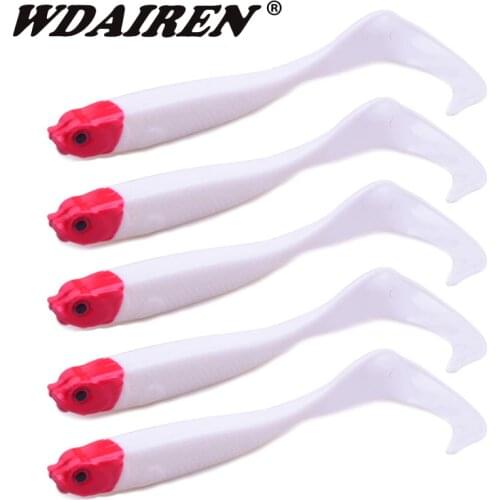 5pcs/Lot Long Tail Soft Fish Jig Wobblers Fishing Lures 12CM 6G 3D Eye Silicone Artificial Bait With Hidden Groove Bass Tackle