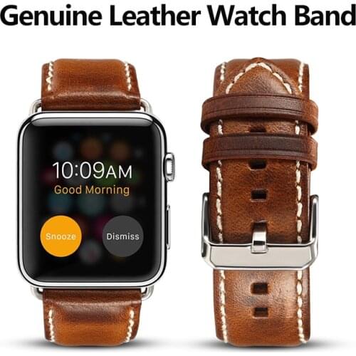 Genuine Vintage Oil Wax Leather For Apple Watch Band 44mm 40mm 42mm 38mm Luxury High Quality Real Skin Watch Strap iwatch Band